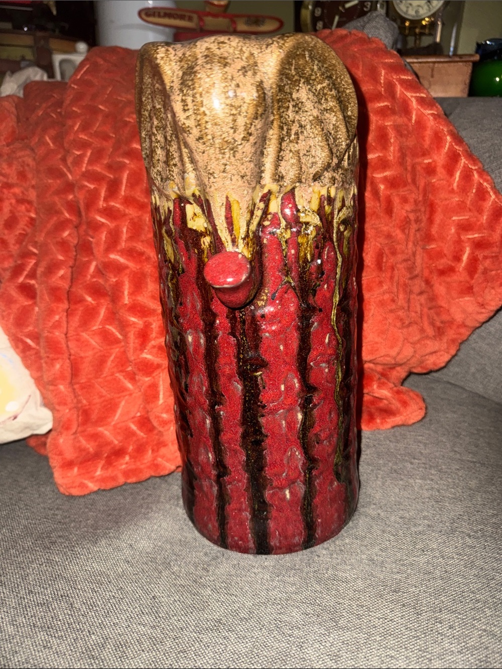 Retro Apropos Elephant Figural Vase Rustic Textured Tree Branch Decor